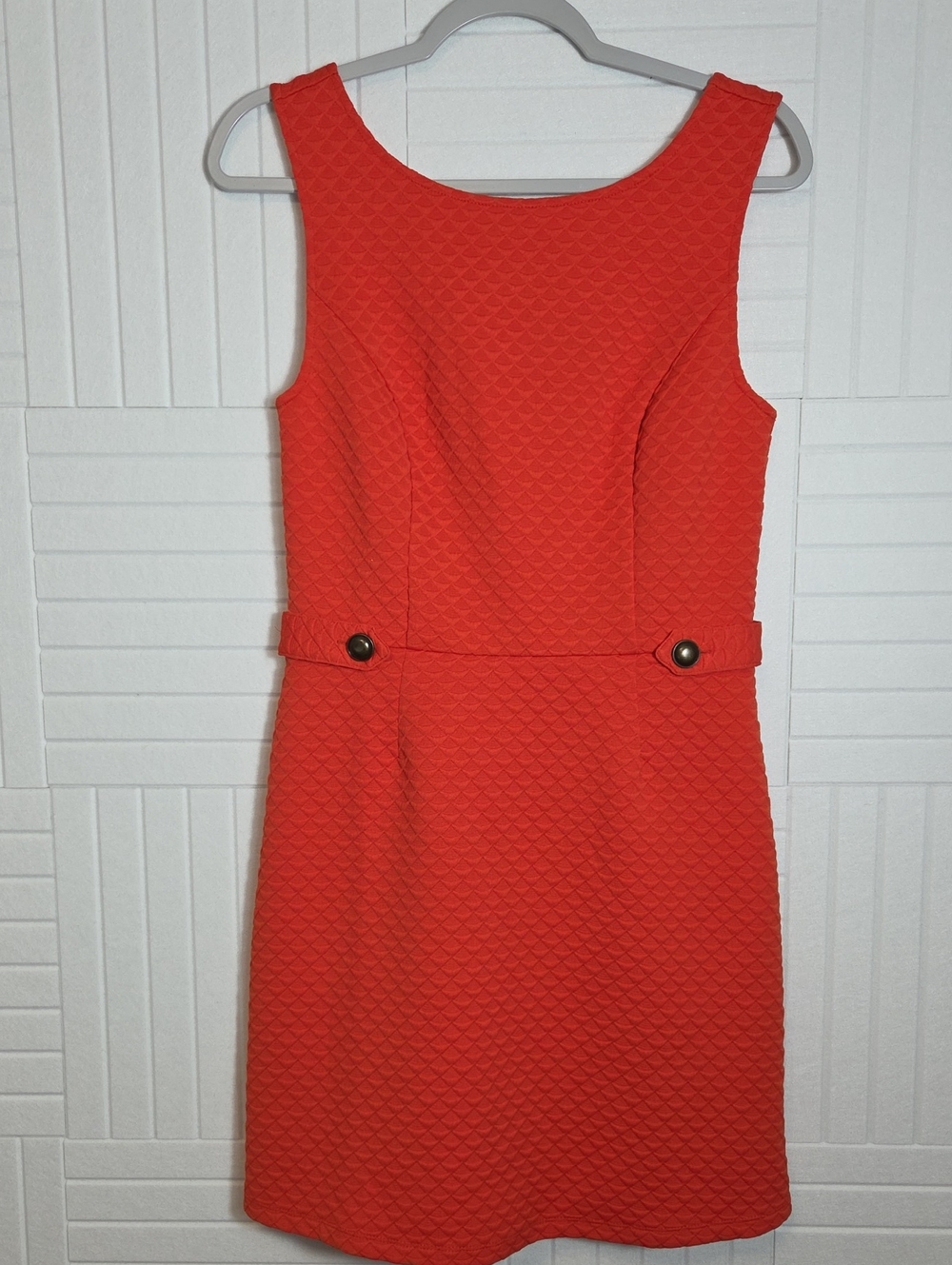 ModCloth Textured Dark Coral Orange Sleeveless Shift Dress Size M